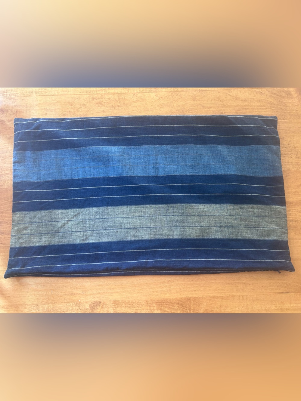 Pottery Barn Lumbar Pillow Cover in Shades of Blue  & Taupe with Zipper Closure